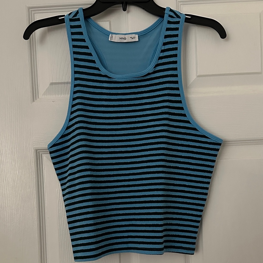 Mango Striped Tank Top in Blue and Dark Green